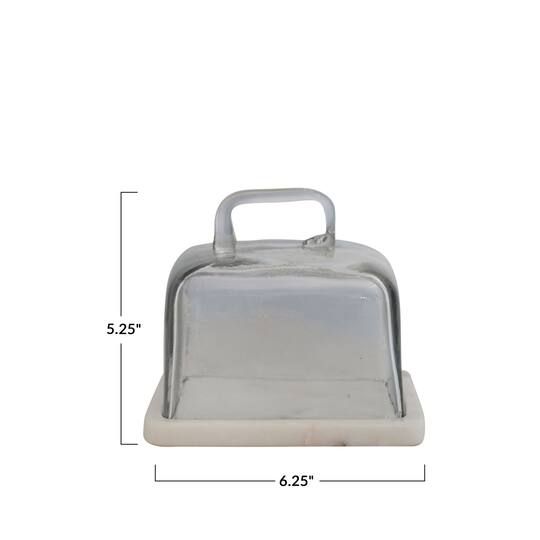 Hello Honey® Glass Cloche with White Marble Base